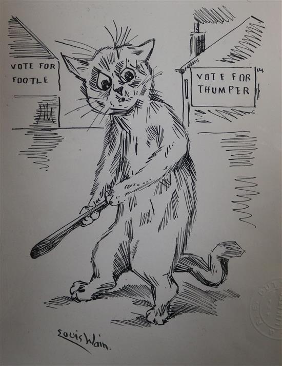 After Louis Wain, Vote for Thumper, 27 x 18cm, unframed